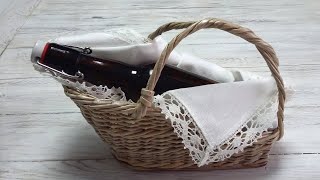 Корзина для вина. Плетение из газетных трубочек