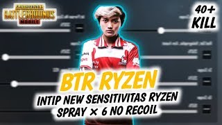 BTR RYZEN GAMEPLAY 40+ KILL!! INTIP SENSITIVITAS BARU RYZEN SCOPE ×6 NO RECOIL - PUBG MOBILE