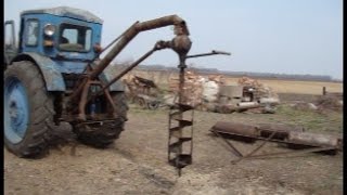 Ямобур тракторный. Роем ямки, вставляет столбики.