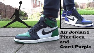 Air Jordan 1 Pine Green and Court Purple