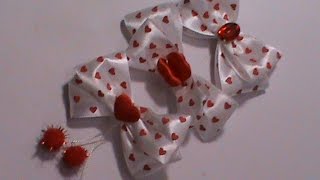 DIY/МК Как сделать броши-бантики  ко дню Св. Валентина в стиле канзаши