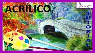 COMO PINTAR PAISAJE ? con PUENTE en PINTURA ACRILICA