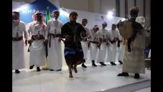 Music and dance ensemble from Rijal Alma, Asir, Saudi Arabia, in the Abu Dhabi Book Fair 2013