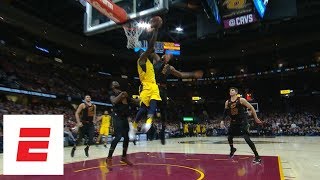 LeBron James makes vintage, possibly game-saving block on Victor Oladipo with seconds left | ESPN