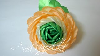 Ранункулюс (лютик) канзаши своими руками. Ranunculus kanzashi