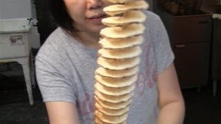 Chinese Street Food:  Potato Tornado On A Stick  (Street Market Food)