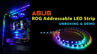 ASUS ROG Addressable RGB magnetic backing LED Strip unboxing and technical details