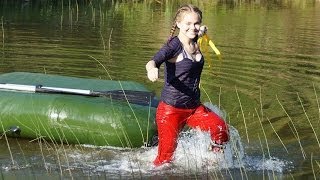 Truly warm water finally! Wet walk in red pants.