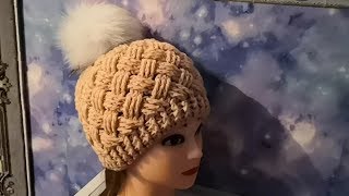 Шапка-плетенка крючком. Подробное видео.