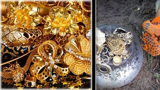 ЗОЛОТЫЕ МОНЕТЫ И БРИЛЛИАНТЫ НАШЕЛ В ОГРОМНОМ ГОРШКЕ! ЗАРАБОТОК! GOLD COINS AND DIAMONDS!
