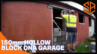 BRICKLAYING...150mm HOLLOW CONCRETE BLOCKS ON A GARAGE