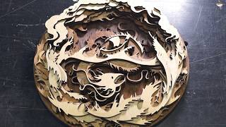 3D Панно  "Морской дракон" (Файл dxf) Фанера 9 слоев Лазерная резка