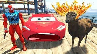 Şimşek Mcqueen ve Örümcek Adam Alev Geyiğine Karşı (GTA 5 Komik Anlar)