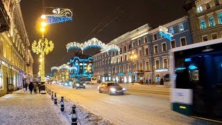 ⁴ᴷ Санкт-Петербург под снегом 2019, Невский Проспект, Дворцовый мост