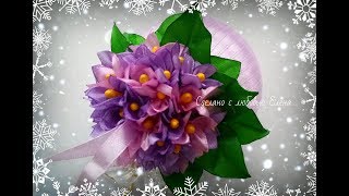 Новогодняя игрушка Канзаши * СИРЕНЬ*, Christmas tree toy_ Tannenbaumschmuck/DIY Tutorial Kanzashi