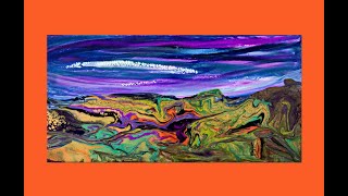 * Tilted & Swiped Fluid Art Acrylic Poured Scape Before Trees#6785 A -2.04.20