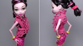 Как вязать модную жилетку для куклы Монстр Хай. Блузка для куклы. Monster High