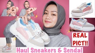 UNBOXING HAUL 2019 | HAUL SEPATU SNEAKERS SENDAL DAN PASHMINA DI LAZADA REAL PICT SESUAI GAMBAR