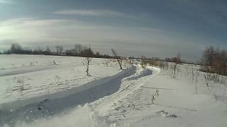 Покатушки на длинном буране (вид от капота)
