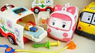 Pororo ambulance Kinder Joy Surprise eggs and Robocar Poli doctor kit toys