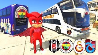 Süper Kahramanlar Pijamaskeliler 4 Büyükler Takım Otobüsleri İle Yarışıyorlar