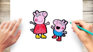 How to Draw George and Muddy Puddles Peppa Pig