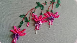Amazing embroidery * How to embroider fuchsia * Brazilian flower embroidery  #malina_gm
