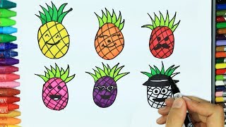 Ananas Çizimi Nasıl Yapılır? ?| Ananas Nasıl Çizilir? | Çocuklar İçin Boyama ve Renklendirme Sayfası