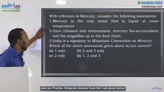 MINAMATA CONVENTION ON MERCURY | PRELIMS IMPORTANT MODEL QUESTION SOLVED | ENVIRONMENT | NEO IAS
