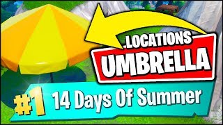 BOUNCE OFF OF A GIANT BEACH UMBRELLA IN DIFFERENT MATCHES *LOCATIONS* (Fortnite 14 Days Of Summer)