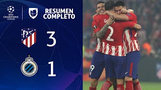 Atlético Madrid 3-1 Brujas - GOLES Y RESUMEN - Grupo A UEFA Champions League