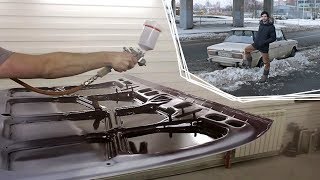 Начали красить ВАЗ-2103 | Самодельный вертолет для покраски | Крыло W124 | жигаблог
