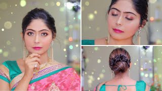 Simple Indian Party Makeup+Hairstyle For Beginners in Hindi | Rinkal Soni