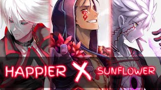 Nightcore - Happier ✗ Sunflower ? (Mashup/Switching Vocals/Lyrics)