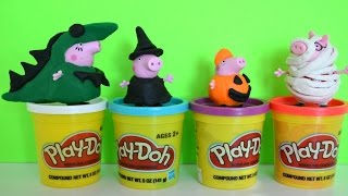 Pig George e Familia Peppa Pig e massinha De Modelar Play-doh Halloween!!! Em Portugues Tototoykids