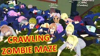 [School Girls Simulator] THE CRAWLING ZOMBIE HORDE IN THE MAZE!!