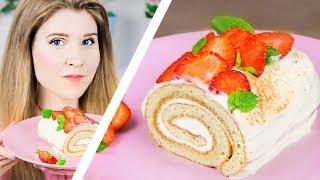СЛИВОЧНЫЙ РУЛЕТ С КЛУБНИКОЙ И КОФЕ