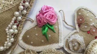 Мастер класс сердечка из мешковины в стиле рустик! Tutorial heart in rustik style.