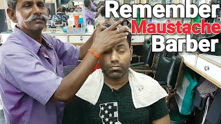 Maustache barber head massage and neck cracking