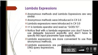 C# Beginner to advanced - Lesson 48 - Lambda Expressions