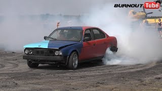 Palenie gumy BMW E34 525 "RYJEK" - VI Piknik BMW Ostrów Wielkopolski 2019