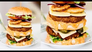OMG!!! Kryddig XXL-burgare med rökig hamburgerdressing