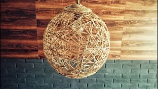 Светильник из ниток шпагата своими руками. Абажур