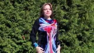 Авторское платье из натурального шёлкового бархата. Расписанное в технике горячий батик.