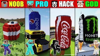 Minecraft NOOB vs PRO vs HACKER vs GOD SODA BUILD CHALLENGE - COCA COLA, PEPSI, MONSTER ENERGY