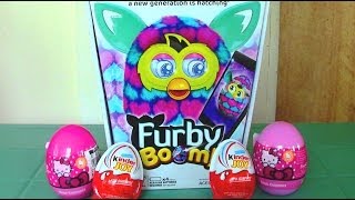 Furby Boom Hello Kitty Surprise Eggs Kinder Joy Surprise Eggs, Furby Boom Eats Kinder Surprise Egg