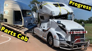 Repairing a Salvaged Cab for 2018 Volvo VNL Semi Truck part 2
