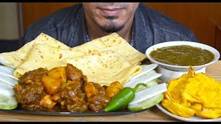 Eating Soft Crepes, Butter Mutton Gravy, Cabbage Pakoda, Green Chutney, Salad - Eating ASMR Show