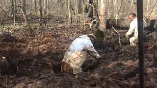 Раскопки в немецком окопе WW2