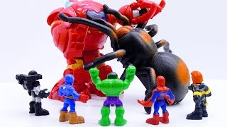 GIANT SPIDER ATTACK Avengers! Hulkbuster To The Rescue - Toys Play Time